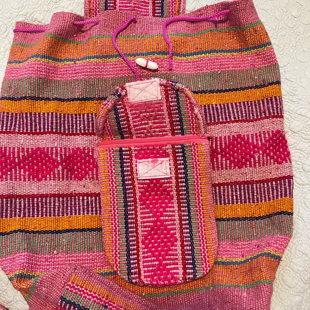 Drawstring Mexican backpack purse - Picture 3 of 3